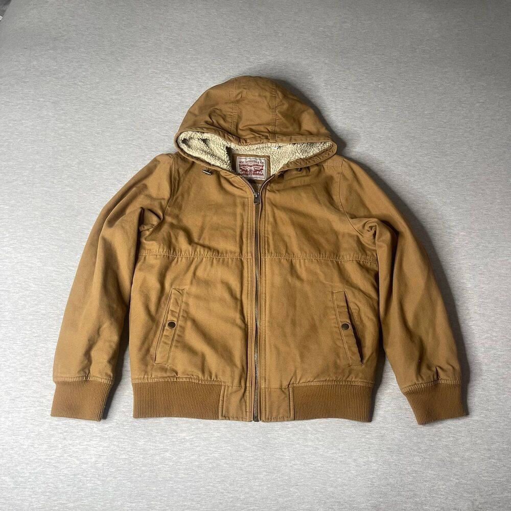 Levi's Men’s Sherpa Lined Cotton Canvas Workwear Hooded Bomber Jacket